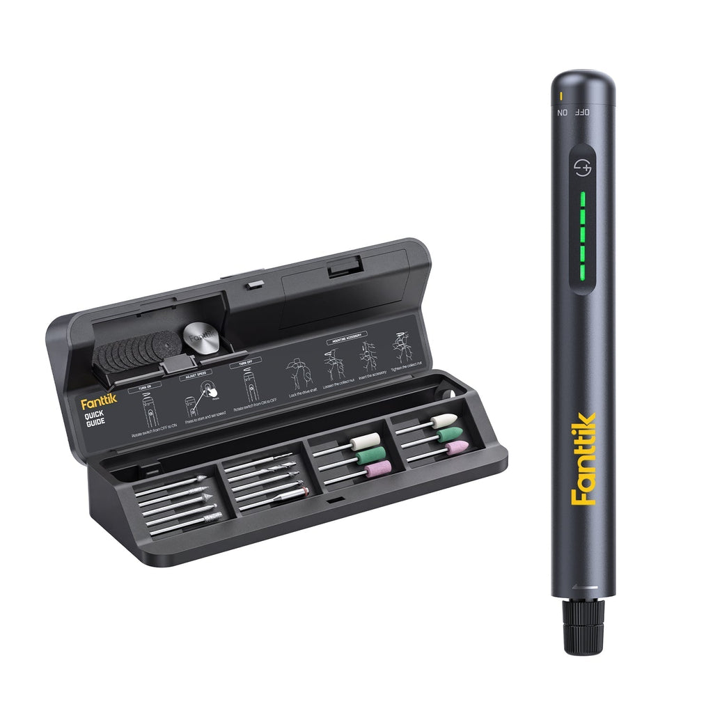 Fanttik cordless rotary tool with master kit bits for engraving, polishing, sanding and carving