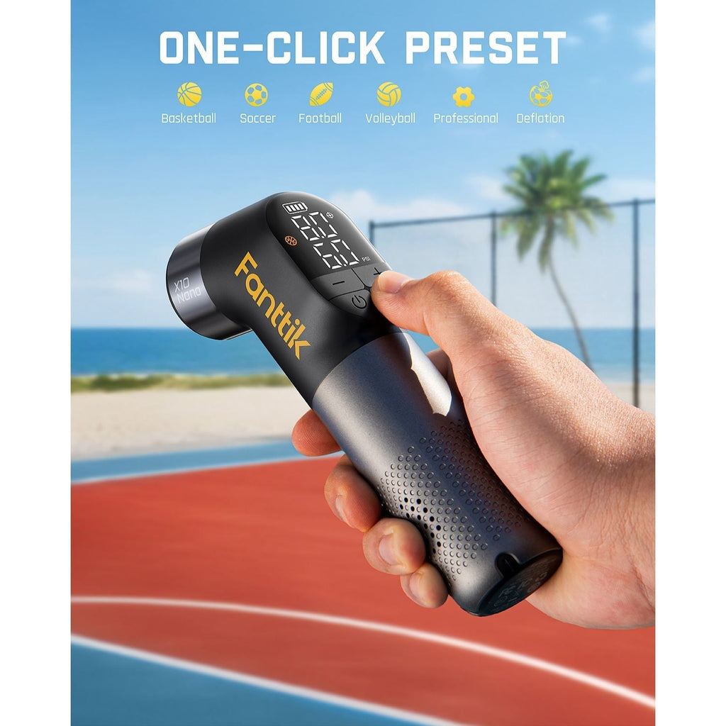 Fanttik X10 Nano Electric Ball Pump Inflation and Deflation, Ultra Fast Inflation with Precise Pressure Gauge, Ball Pump for Basketball, Soccer, Football, Volleyball (Max 19.9PSI)
