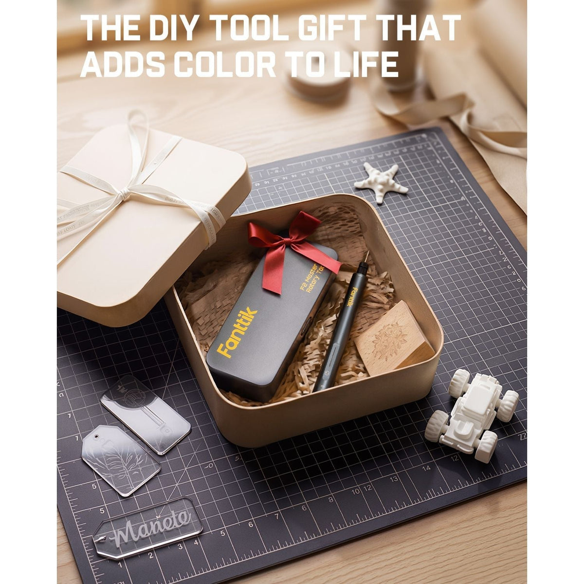 Fanttik F2 Master Kit cordless rotary tool gift set with engraving accessories