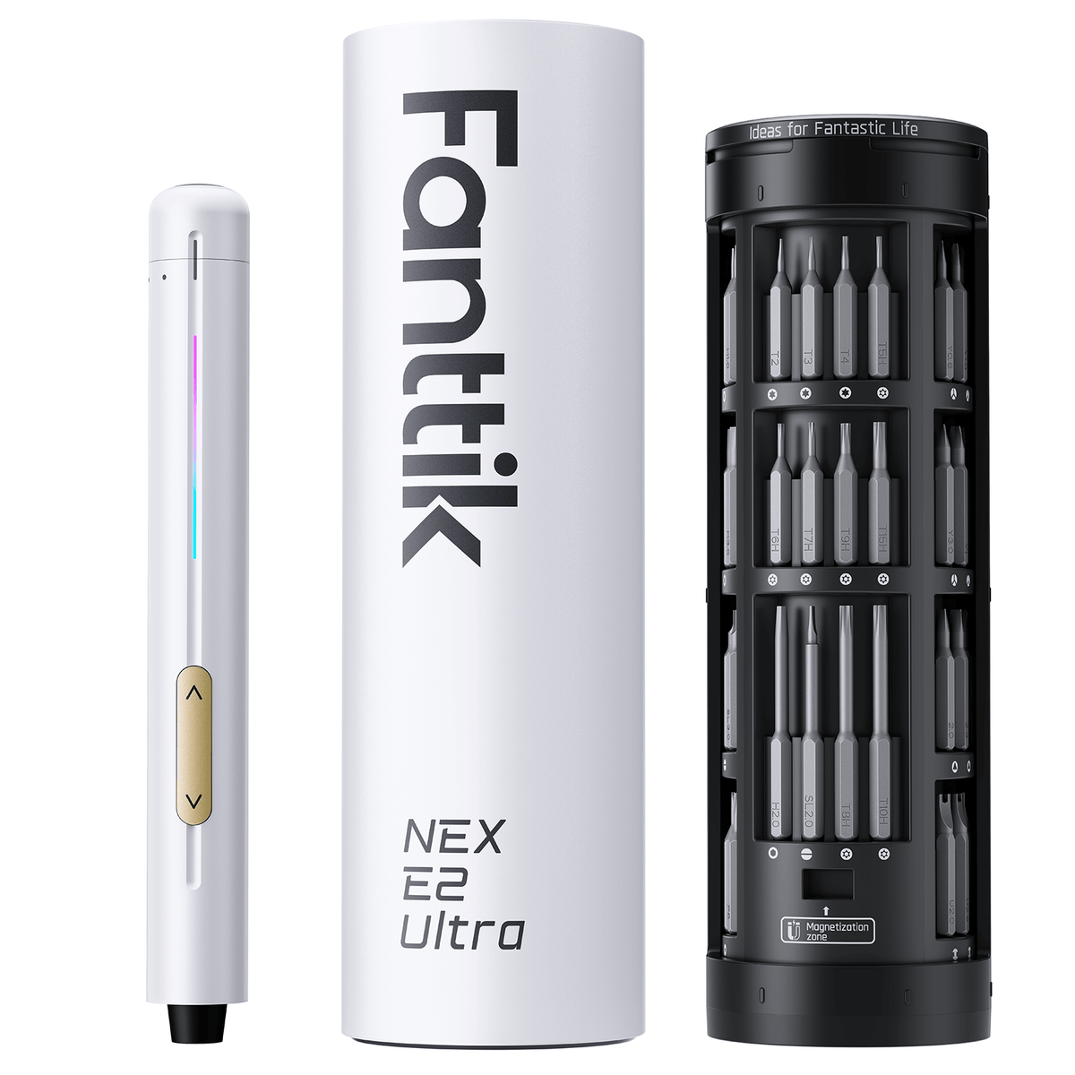 Fanttik E2 Ultra 3.7V Mini Electric Screwdriver, Electric Screwdriver Cordless, Max 0.6N.m, 50 Magnetic Bits, 5/32'' Hex, Magnetic Storage, Repair Tool for Electronics Phone Camera Laptop Appliances