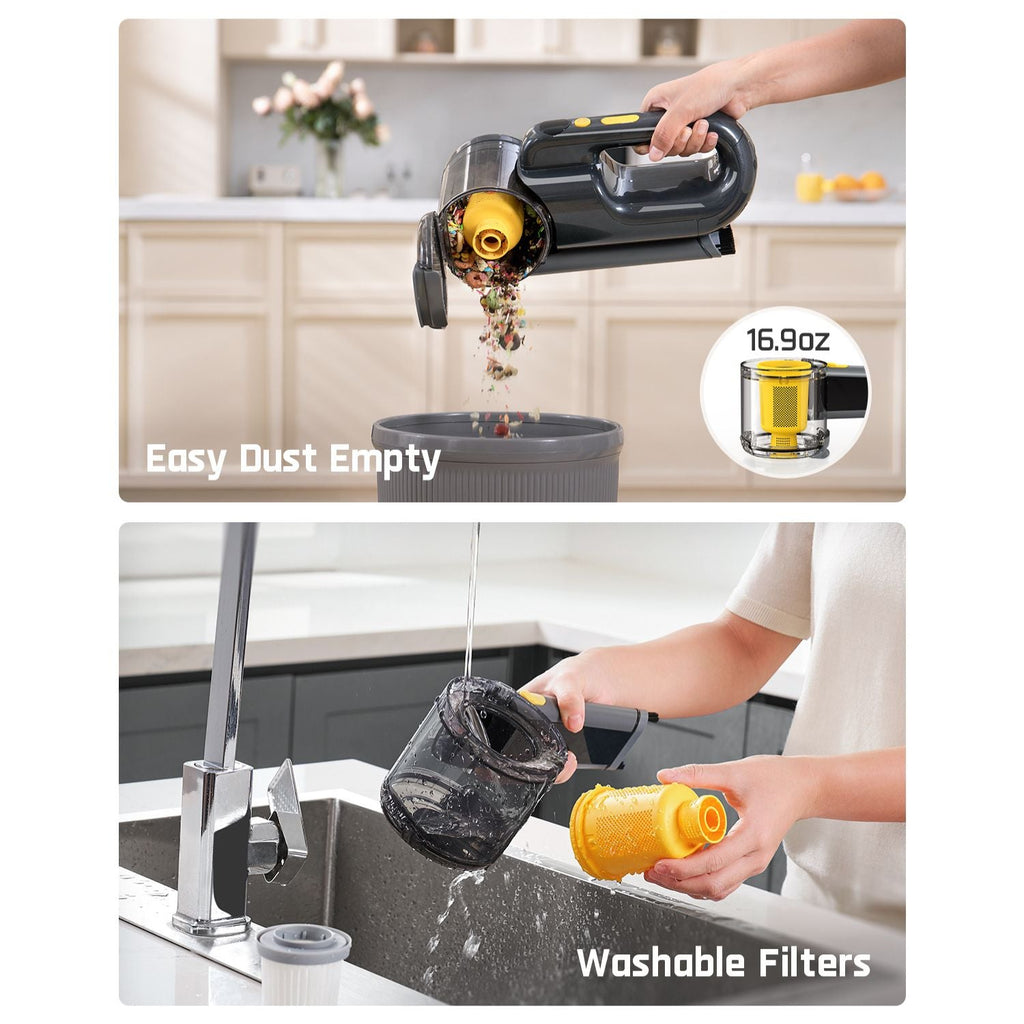 Fanttik Fold V10 Ultra: Easy dust empty into bin & washable filter cleaning under a faucet.
