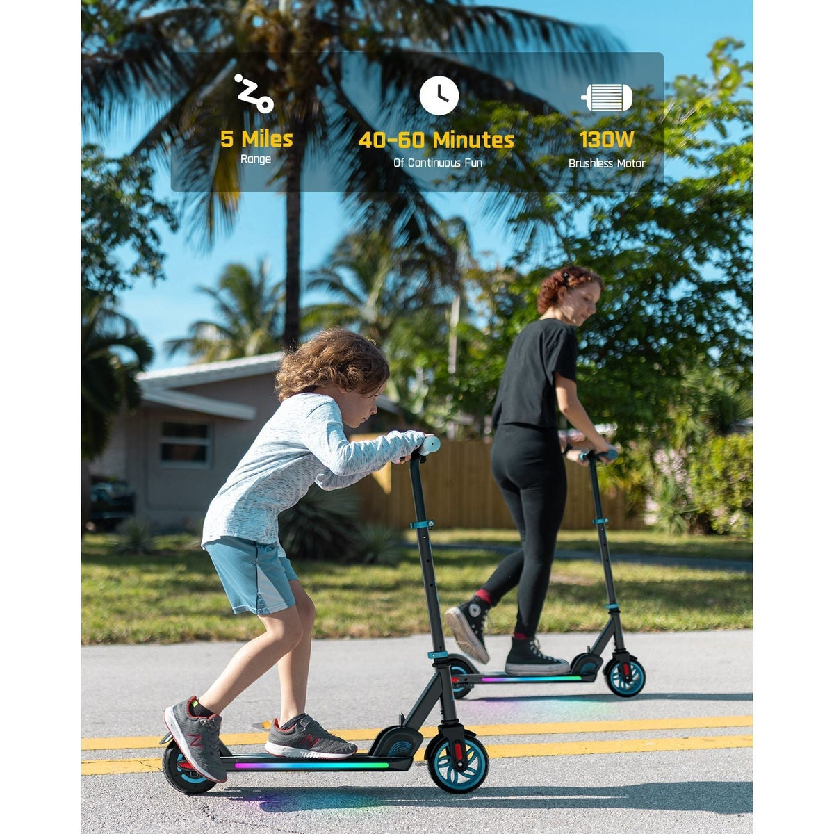 FanttikRide C9 Apex electric scooter for kids in blue, with 5-mile range and 130W motor.