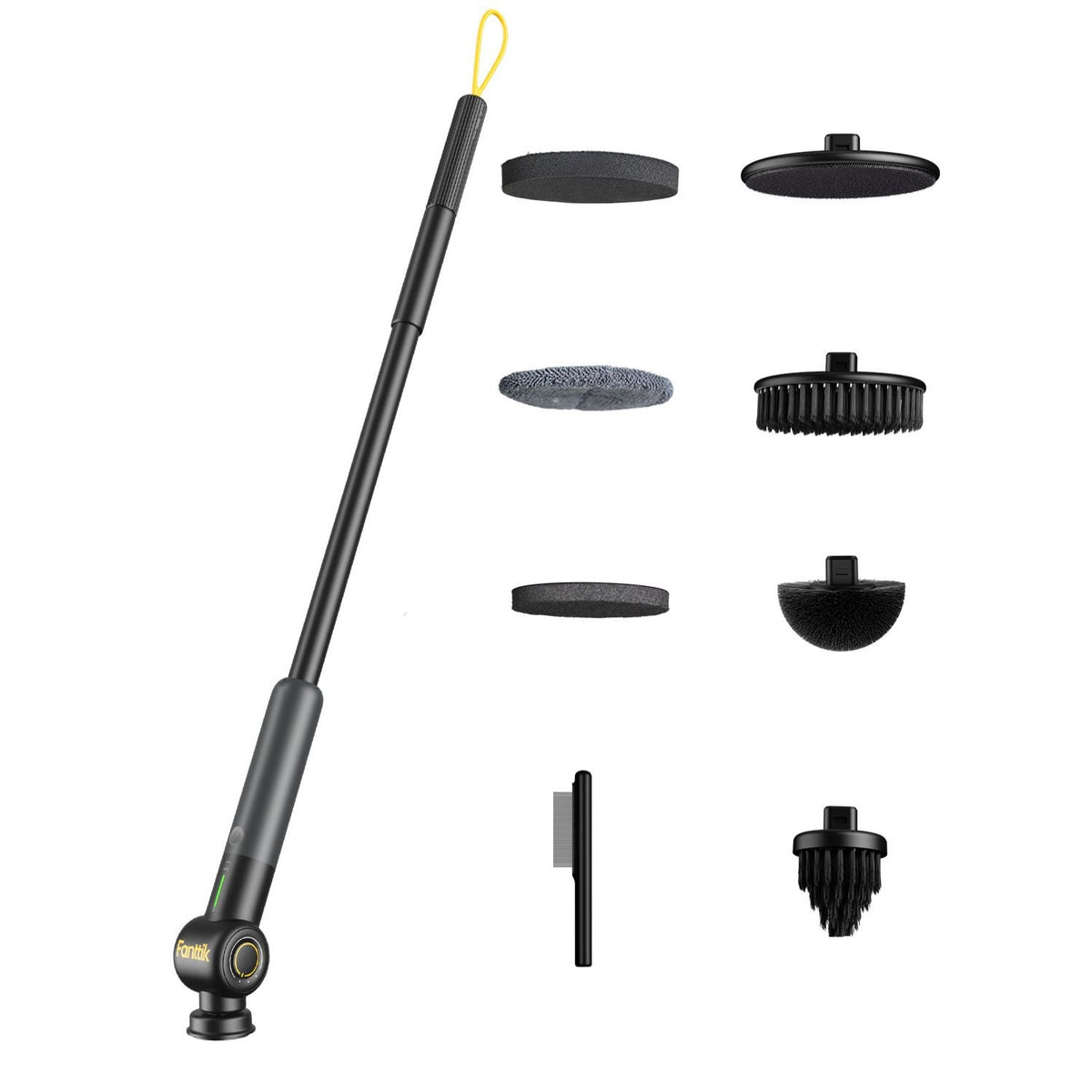 Fanttik G9 Pro electric scrubber with six interchangeable brush heads for versatile cleaning.