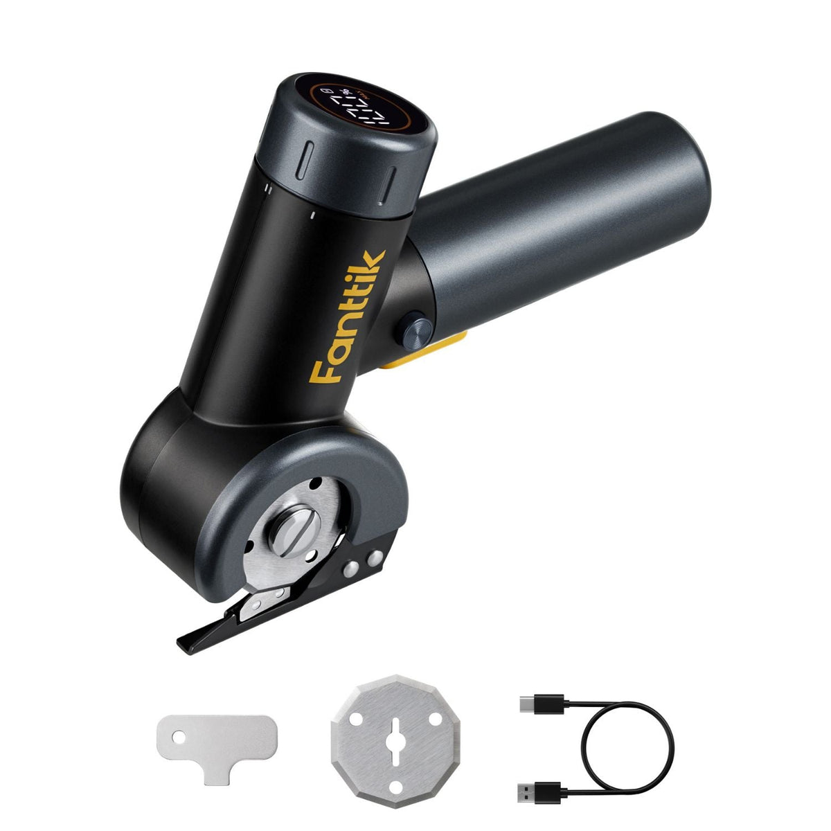Fanttik C8 Nano cordless electric scissors with EasySwap blades, LED display and USB charging cable