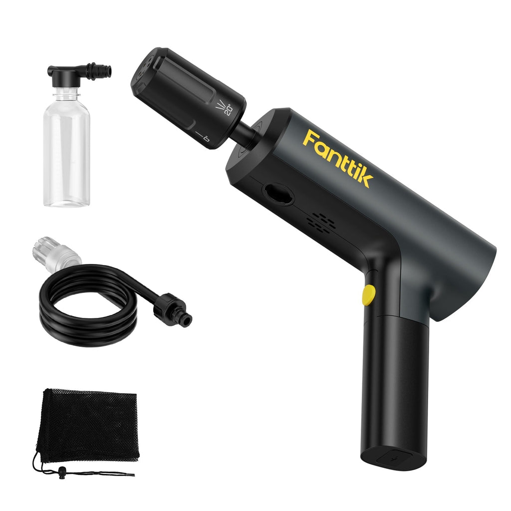Fanttik NB8 Flip portable cordless electric sprayer with foam bottle, hose, and mesh bag
